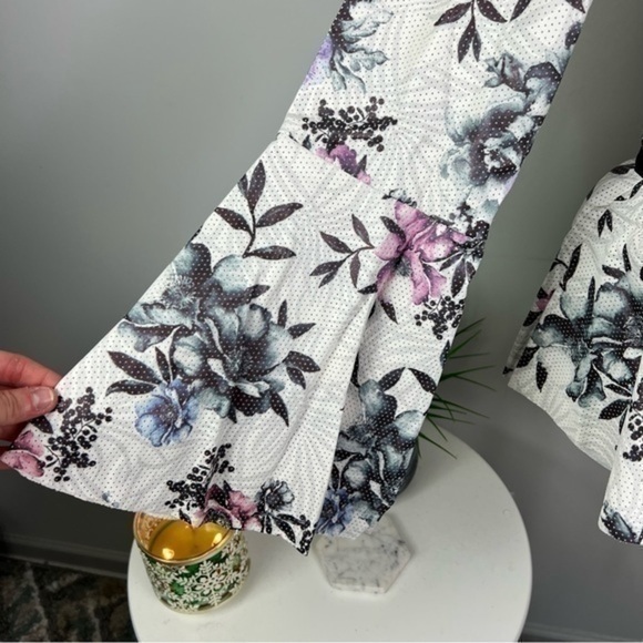 Bagatelle Womens Perforated Vegan Leather Peplum Jacket Floral Print Medium - Picture 5 of 13